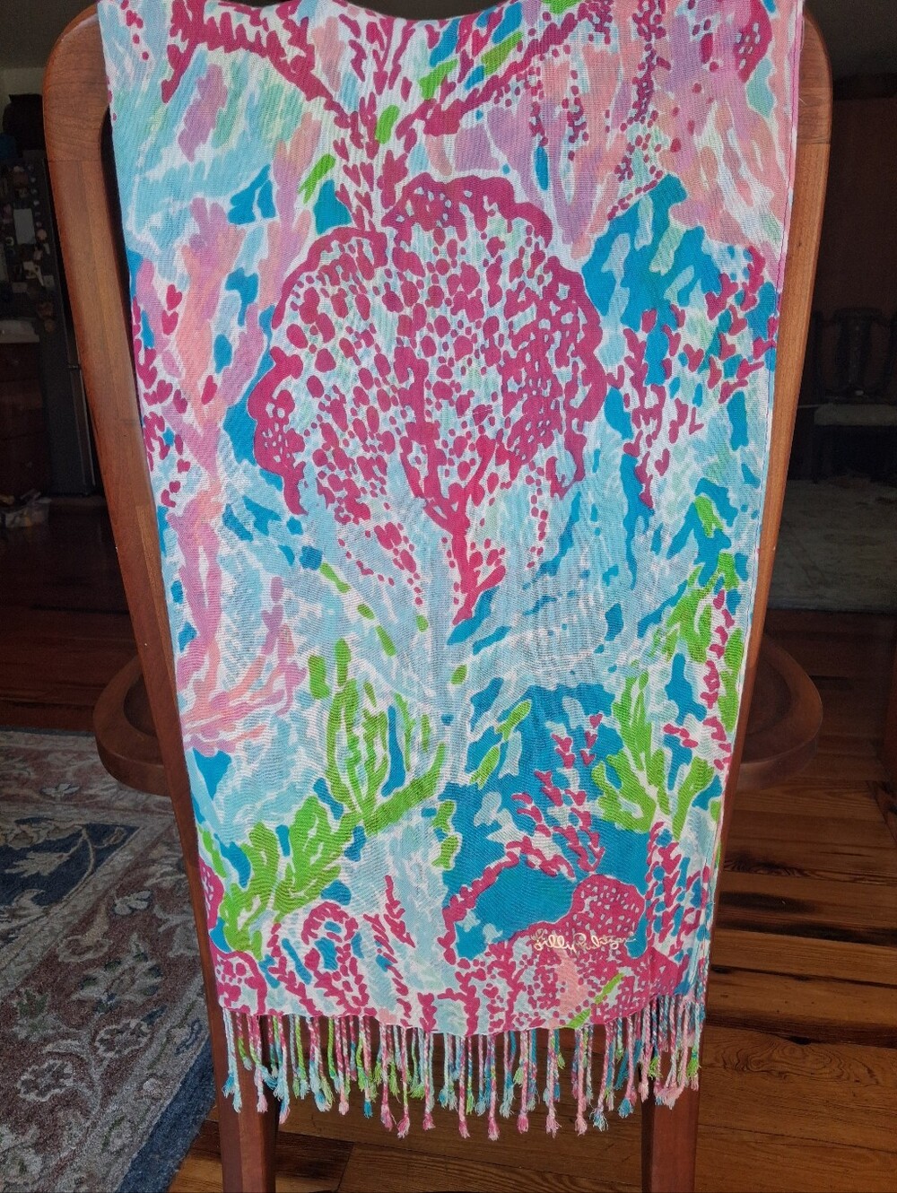 Lilly Pulitzer "Let's Cha Cha" 100% Rayon Scarf EUC